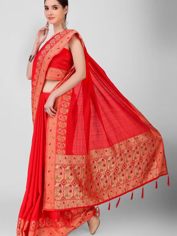 Suha_Womens_Grand_Fashion_Ethnic_Red_Color_Saree