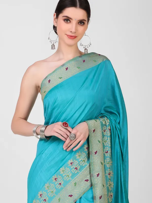 Suha_Womens_Grand_Fashion_Ethnic_Turquoise_Blue_Color_Saree