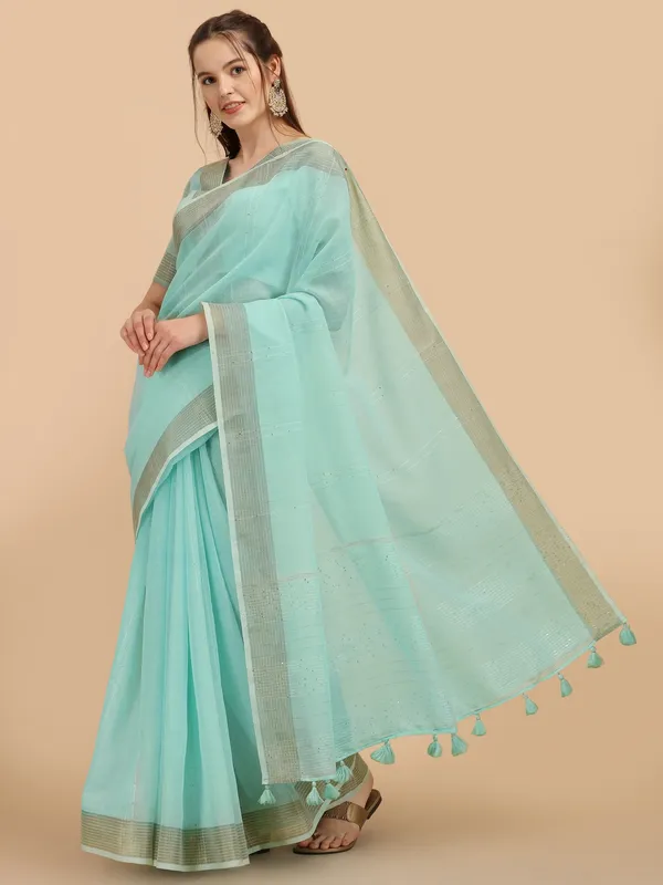 Suha_Womens_Grand_Fashion_Ethnic_Turquoise_Blue_Color_Saree