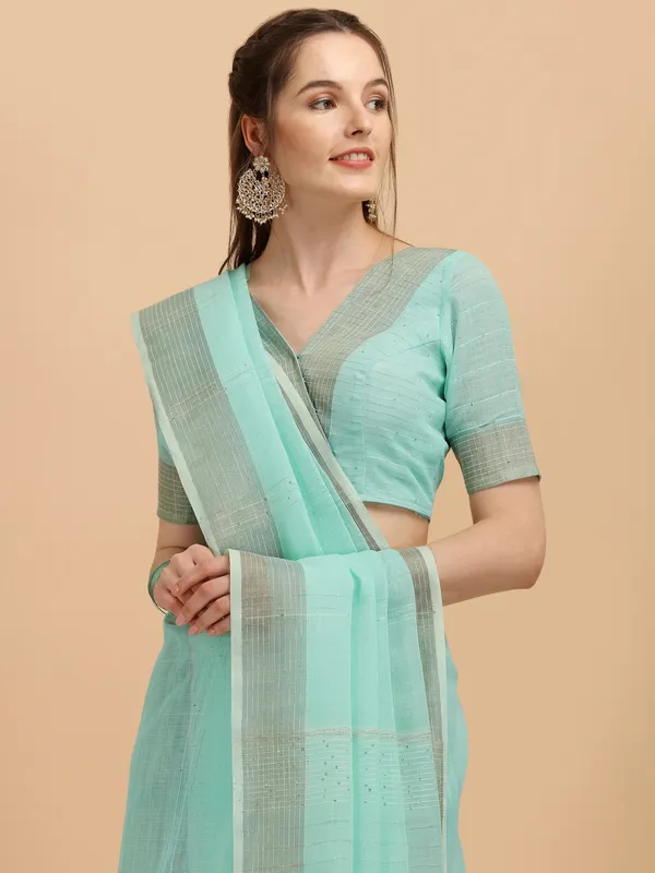 Suha_Womens_Grand_Fashion_Ethnic_Turquoise_Blue_Color_Saree