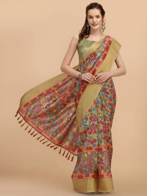 Suha_Womens_Grand_Fashion_Ethnic_Green_Color_Saree