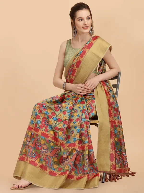Suha_Womens_Grand_Fashion_Ethnic_Green_Color_Saree