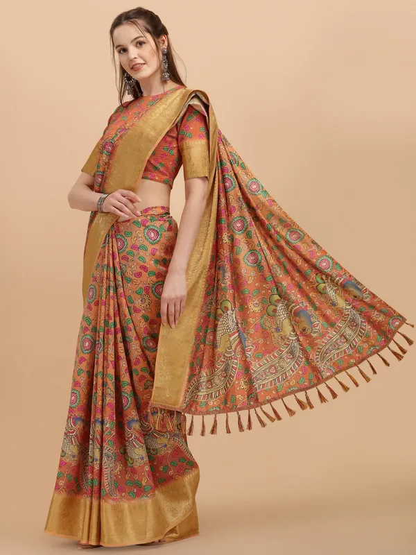 Suha_Womens_Grand_Fashion_Ethnic_Rust_Color_Saree