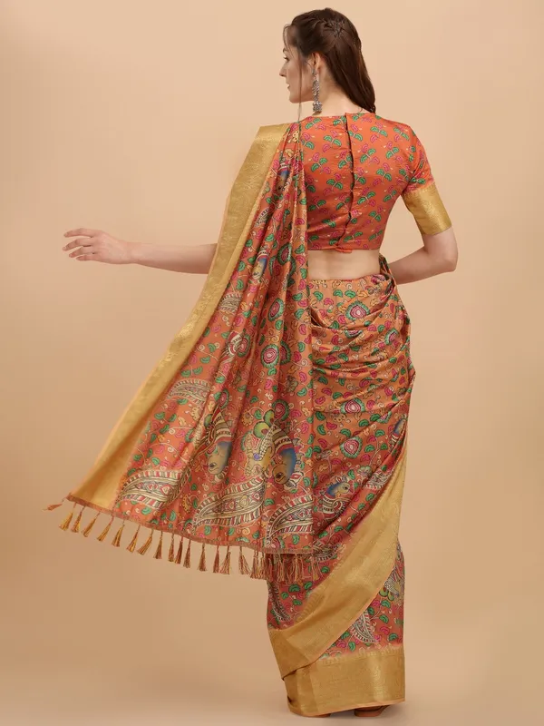 Suha_Womens_Grand_Fashion_Ethnic_Rust_Color_Saree