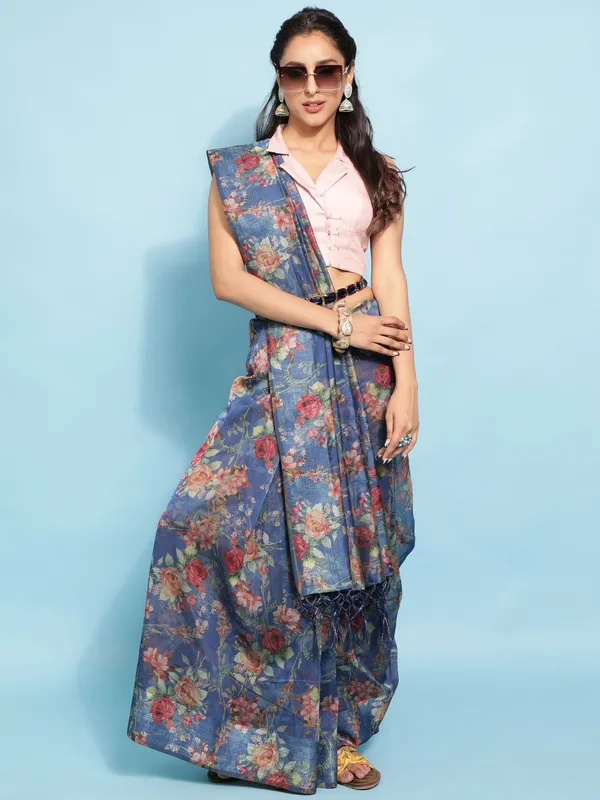 Suha_Womens_Grand_Fashion_Ethnic_Blue_Color_Saree
