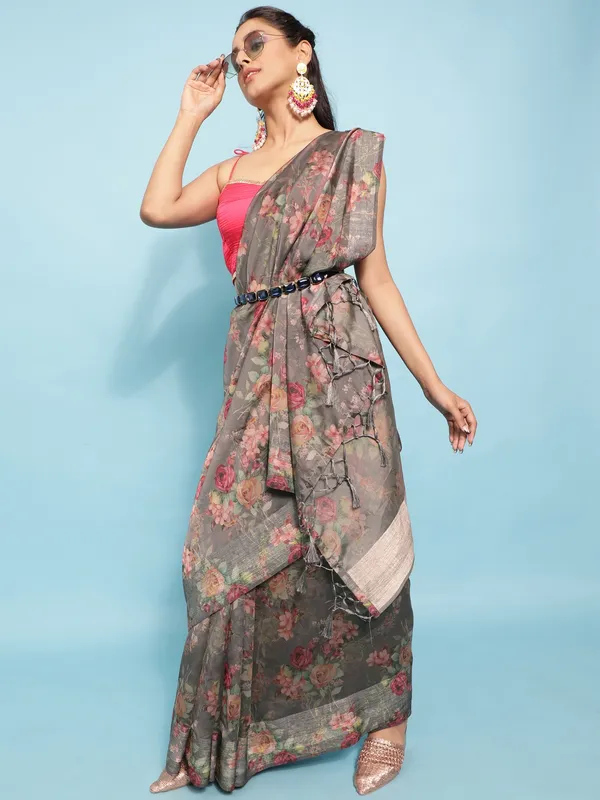 Suha_Womens_Grand_Fashion_Ethnic_Grey_Color_Saree