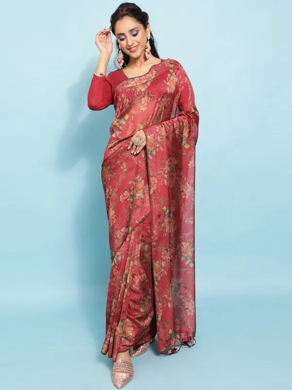 Suha_Womens_Grand_Fashion_Ethnic_Maroon_Color_Saree