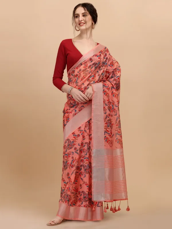 Suha_Womens_Grand_Fashion_Ethnic_Peach_Color_Saree