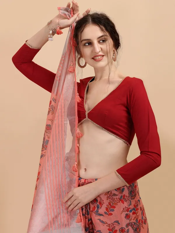 Suha_Womens_Grand_Fashion_Ethnic_Peach_Color_Saree