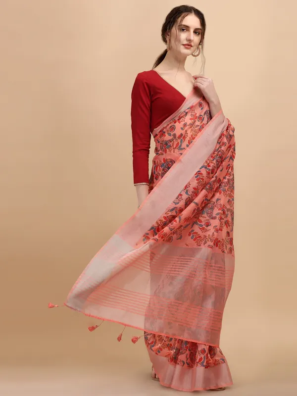 Suha_Womens_Grand_Fashion_Ethnic_Peach_Color_Saree