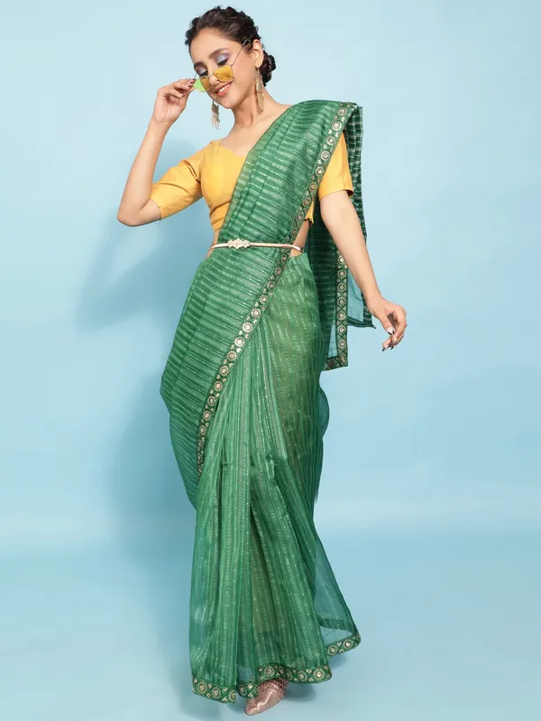 Suha_Womens_Grand_Fashion_Ethnic_Green_Color_Saree