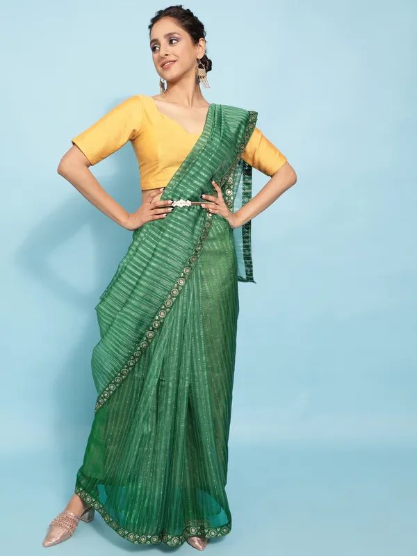 Suha_Womens_Grand_Fashion_Ethnic_Green_Color_Saree