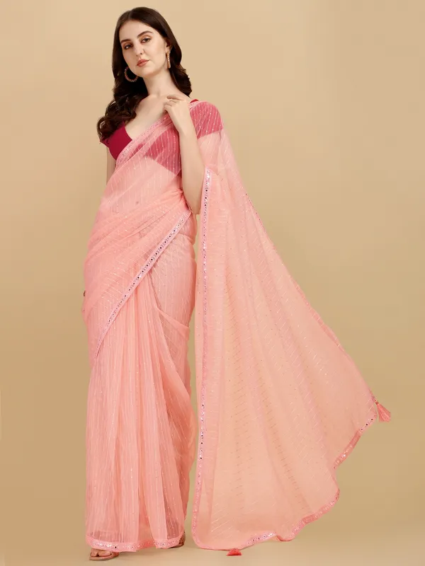 Suha_Womens_Grand_Fashion_Ethnic_Peach_Color_Saree