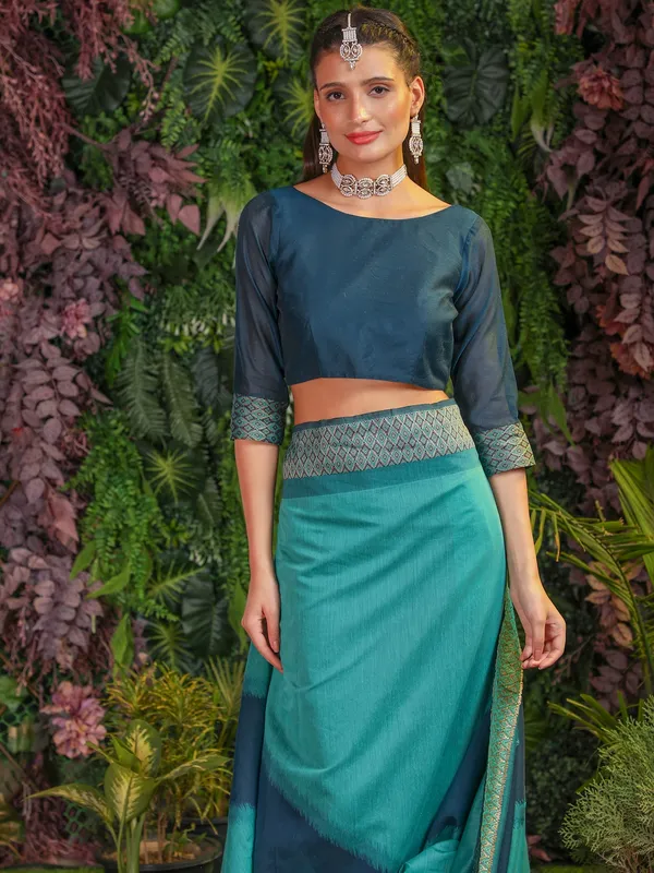Suha_Womens_Grand_Fashion_Ethnic_Blue_Color_Saree