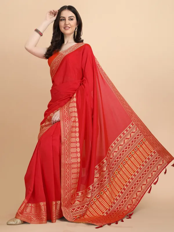 Suha_Womens_Grand_Fashion_Ethnic_Red_Color_Saree