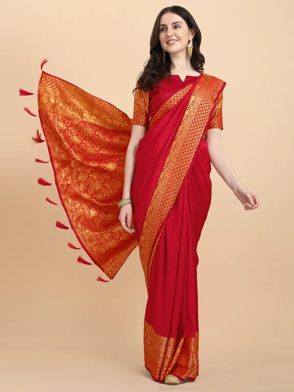 Suha_Womens_Grand_Fashion_Ethnic_Red_Color_Saree