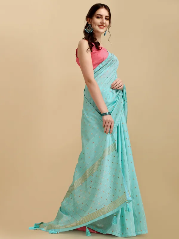 Suha_Womens_Grand_Fashion_Ethnic_Blue_Color_Saree