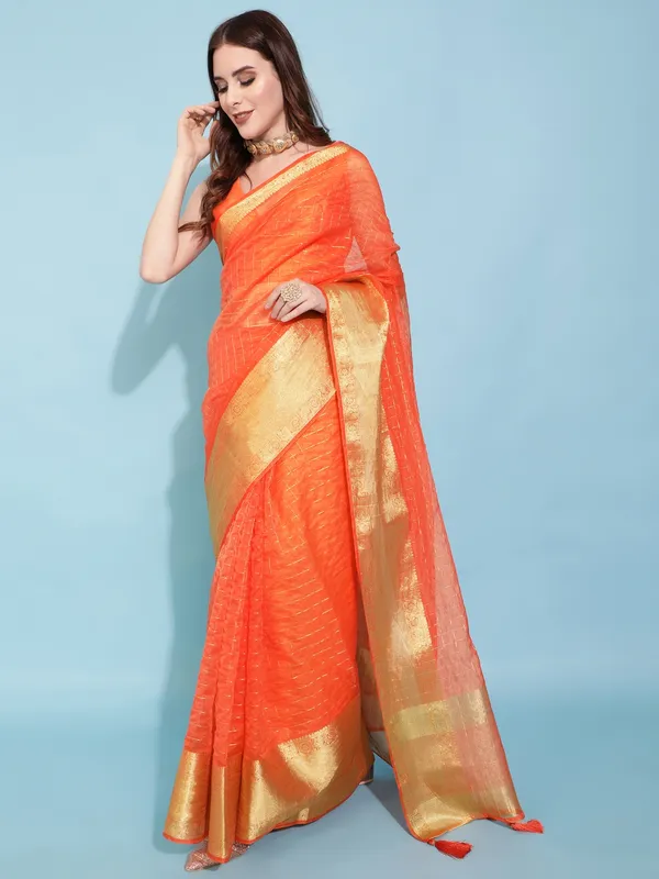 Suha_Womens_Grand_Fashion_Ethnic_Orange_Color_Saree