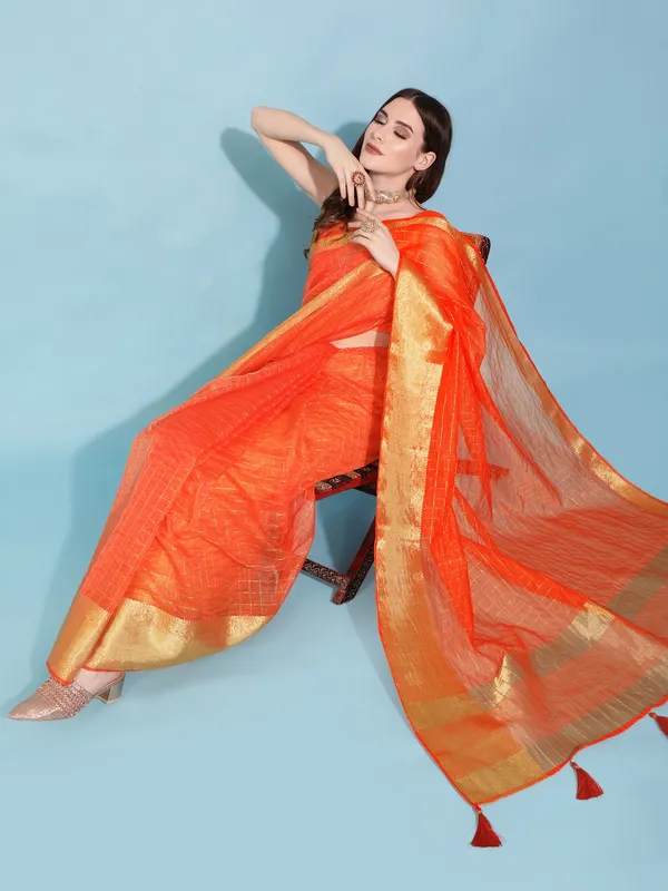 Suha_Womens_Grand_Fashion_Ethnic_Orange_Color_Saree