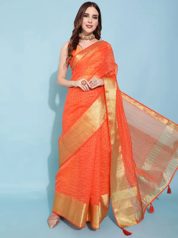 Suha_Womens_Grand_Fashion_Ethnic_Orange_Color_Saree