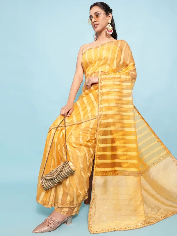 Suha_Womens_Grand_Fashion_Ethnic_Yellow_Color_Saree