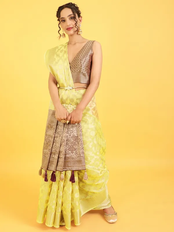 Suha_Womens_Grand_Fashion_Ethnic_Yellow_Color_Saree