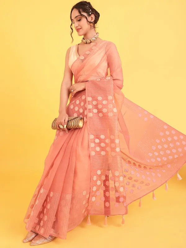 Suha_Womens_Grand_Fashion_Ethnic_Peach_Color_Saree