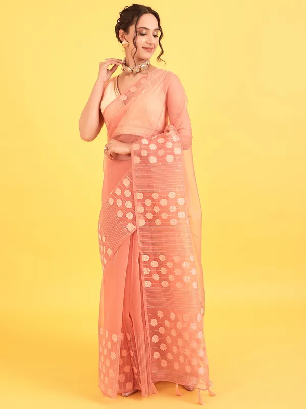 Suha_Womens_Grand_Fashion_Ethnic_Peach_Color_Saree