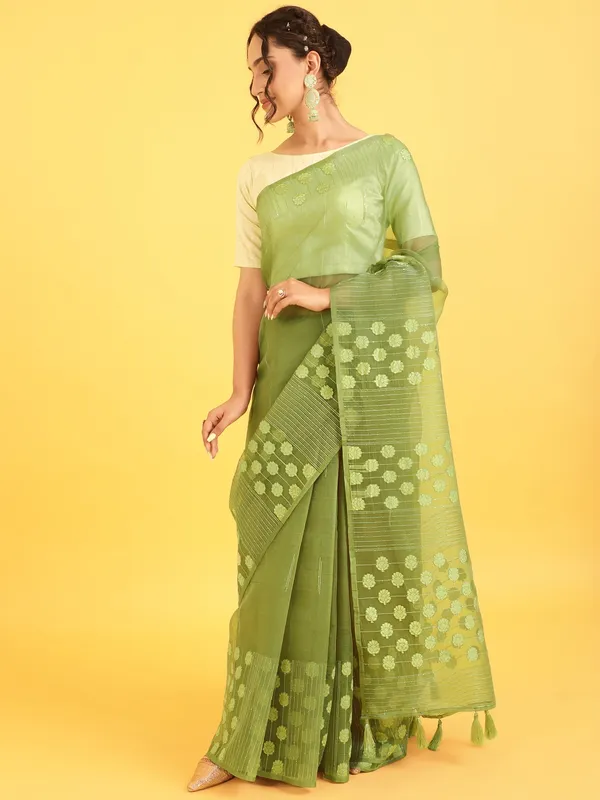 Suha_Womens_Grand_Fashion_Ethnic_Green_Color_Saree