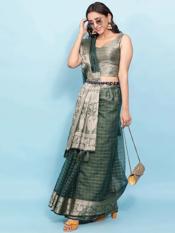 Suha_Womens_Grand_Fashion_Ethnic_Green_Color_Saree