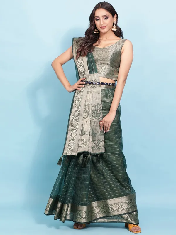 Suha_Womens_Grand_Fashion_Ethnic_Green_Color_Saree