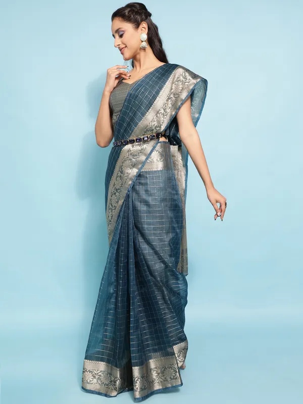 Suha_Womens_Grand_Fashion_Ethnic_Blue_Color_Saree