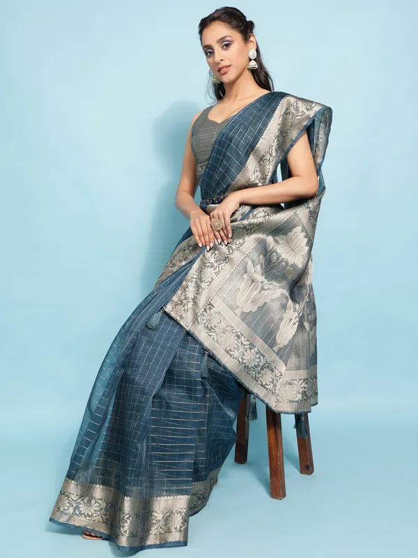 Suha_Womens_Grand_Fashion_Ethnic_Blue_Color_Saree