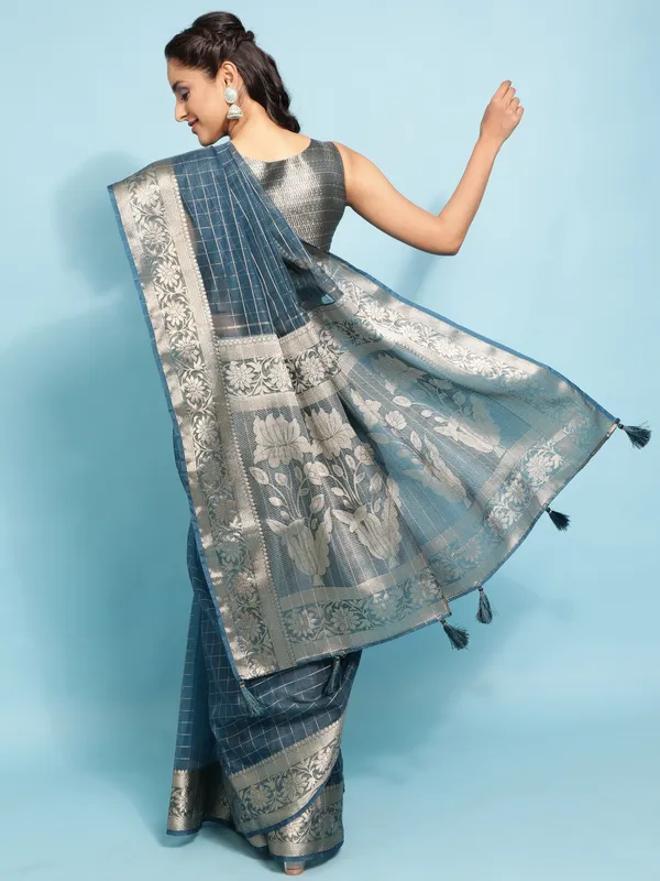 Suha_Womens_Grand_Fashion_Ethnic_Blue_Color_Saree