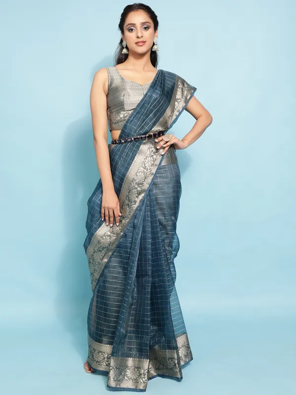 Suha_Womens_Grand_Fashion_Ethnic_Blue_Color_Saree