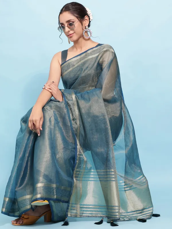 Suha_Womens_Grand_Fashion_Ethnic_Blue_Color_Saree