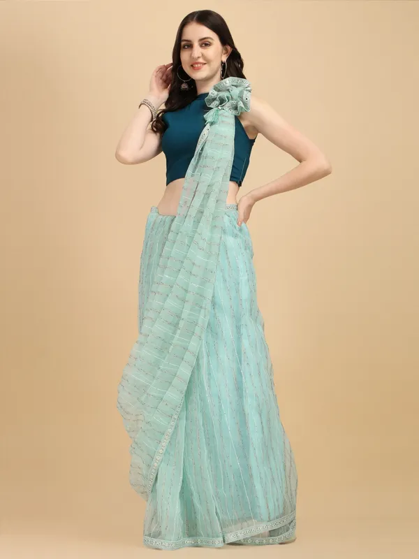 Suha_Womens_Grand_Fashion_Ethnic_Blue_Color_Saree