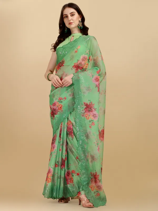 Suha_Womens_Grand_Fashion_Ethnic_Green_Color_Saree