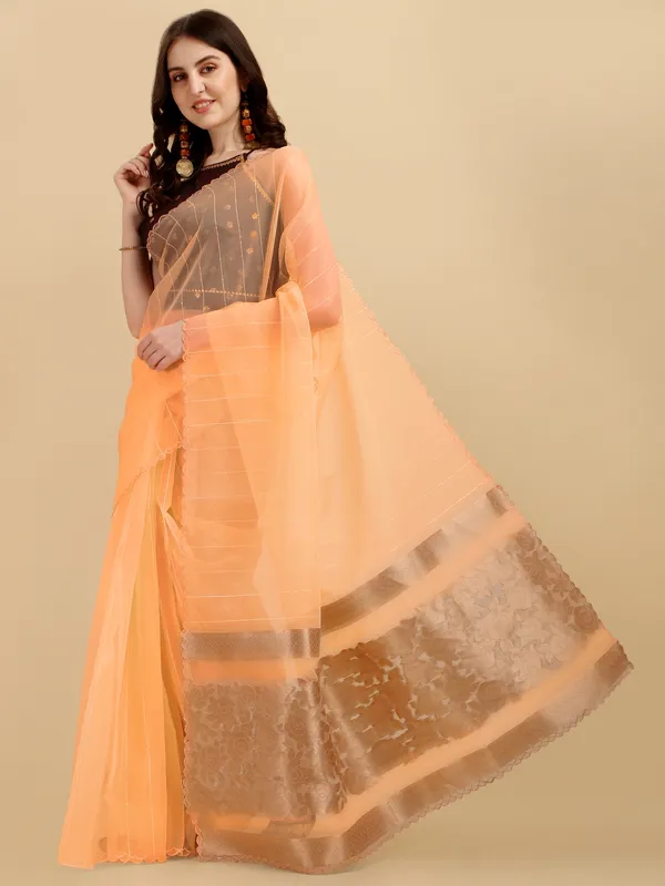 Suha_Womens_Grand_Fashion_Ethnic_Peach_Color_Saree