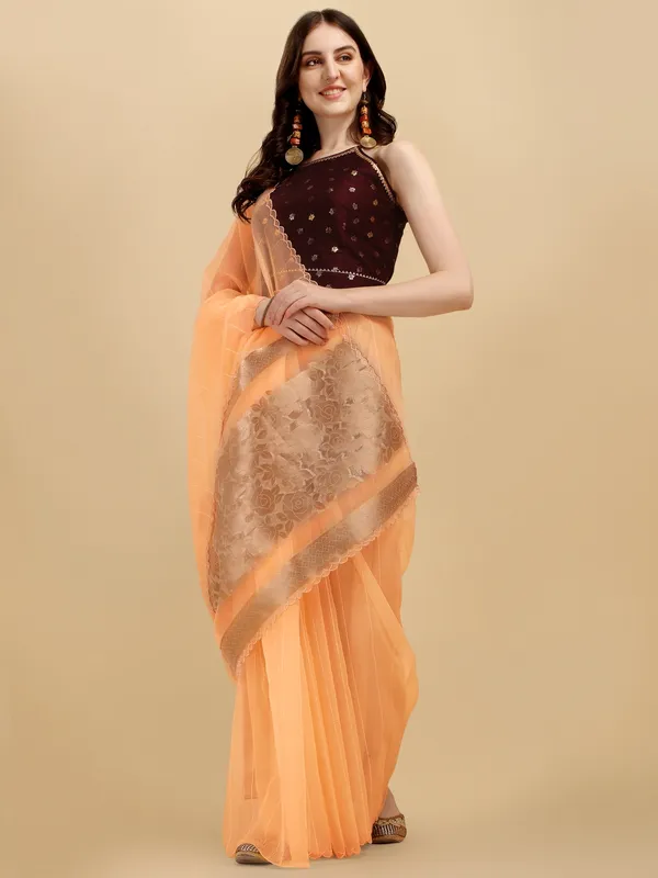 Suha_Womens_Grand_Fashion_Ethnic_Peach_Color_Saree