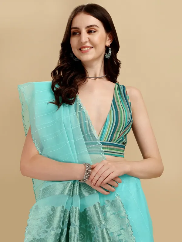 Suha_Womens_Grand_Fashion_Ethnic_Blue_Color_Saree