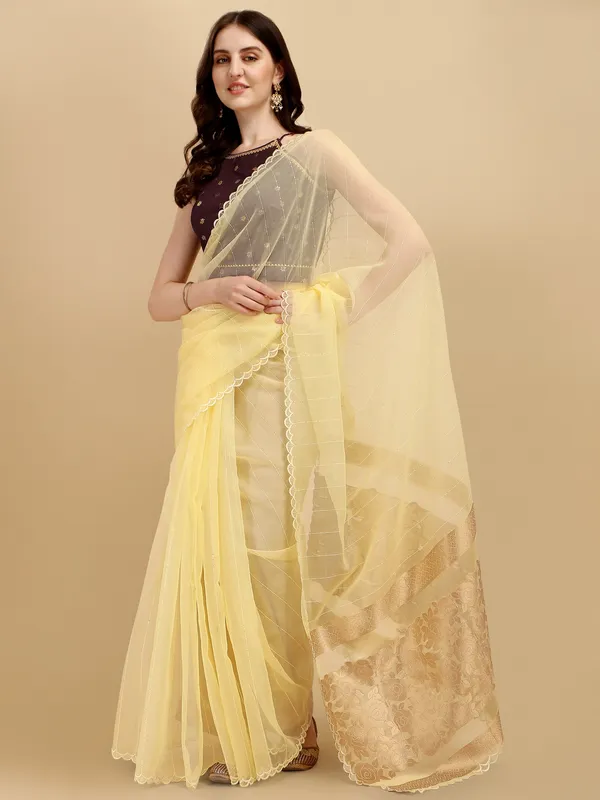 Suha_Womens_Grand_Fashion_Ethnic_Yellow_Color_Saree