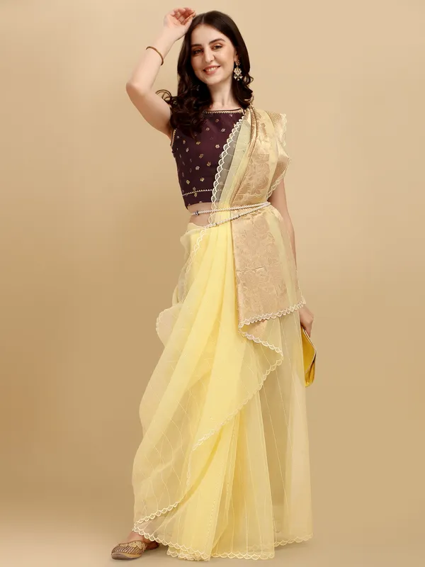 Suha_Womens_Grand_Fashion_Ethnic_Yellow_Color_Saree