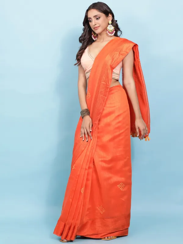 Suha_Womens_Grand_Fashion_Ethnic_Orange_Color_Saree