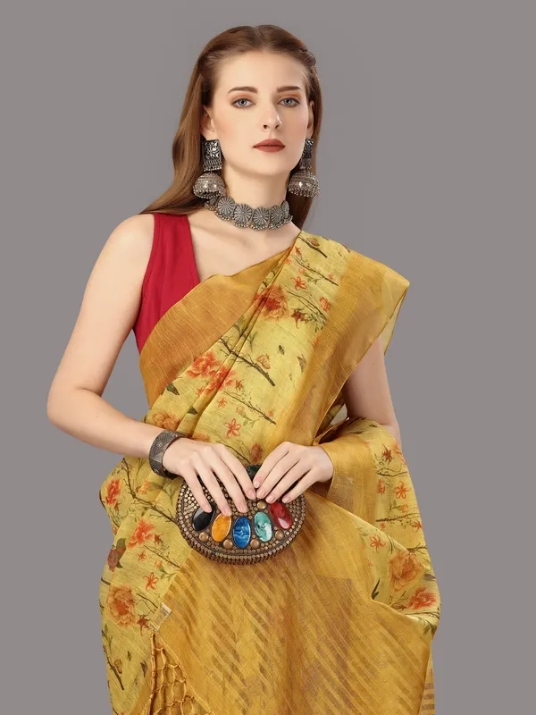 Suha_Womens_Grand_Fashion_Ethnic_Mustard_Color_Saree