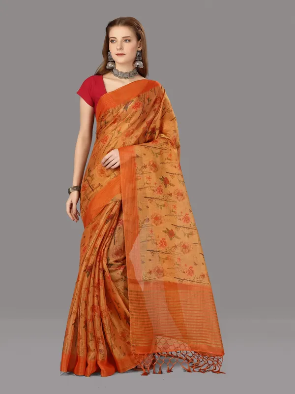 Suha_Womens_Grand_Fashion_Ethnic_Orange_Color_Saree