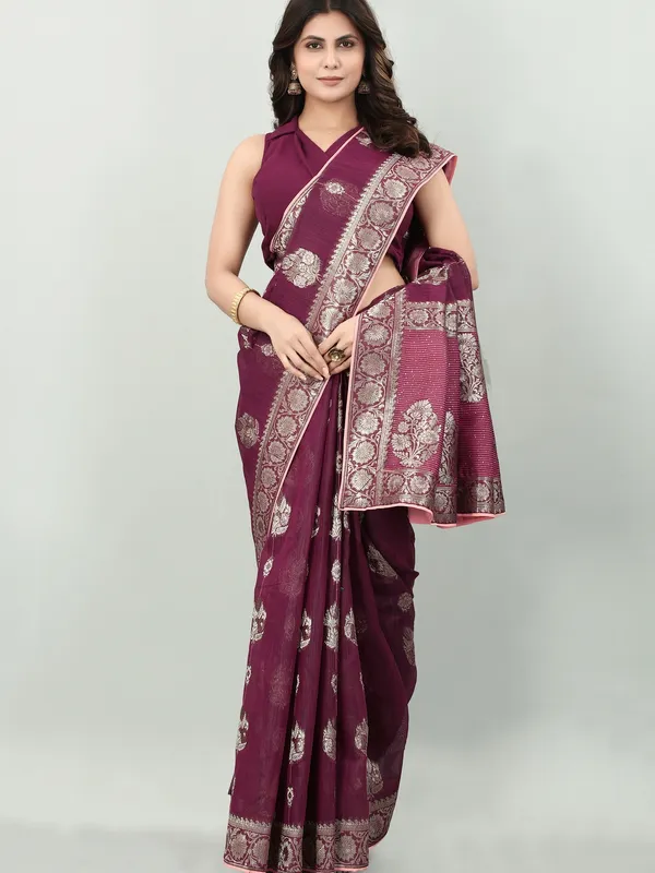 Suha_Womens_Grand_Fashion_Ethnic_Maroon_Color_Saree
