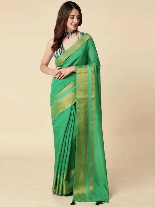 Suha_Womens_Grand_Fashion_Ethnic_Green_Color_Saree