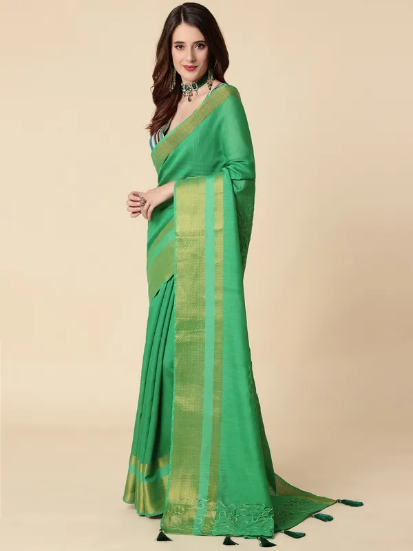 Suha_Womens_Grand_Fashion_Ethnic_Green_Color_Saree