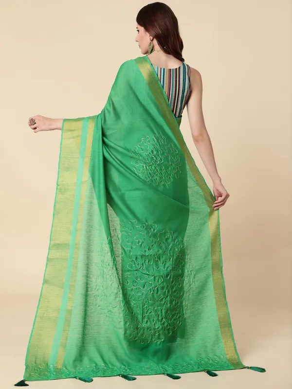Suha_Womens_Grand_Fashion_Ethnic_Green_Color_Saree
